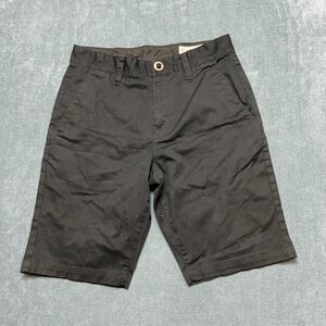 Volcom Chino Shorts Mens 29 Black Stretch Mid Rise Slash Pockets Beach Casual